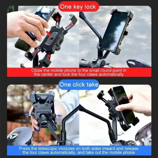360° Draaibare Elektrische Fietstelefoonhouder – Antislip MTB & Motorhouder - Afbeelding 2