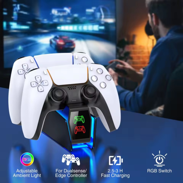 FC301 PS5 Controller Oplader – RGB Snel Laadstation - Afbeelding 4