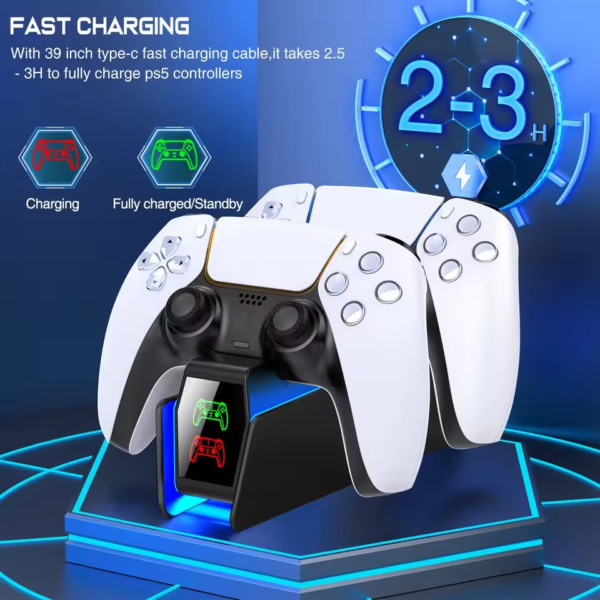FC301 PS5 Controller Oplader – RGB Snel Laadstation - Afbeelding 2