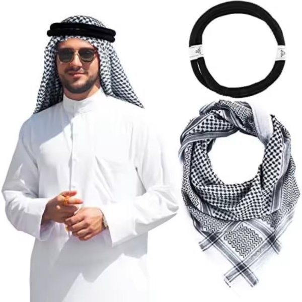 Arabische Shemagh Keffiyeh – Traditionele Woestijn Sjaal met Agal Touw
