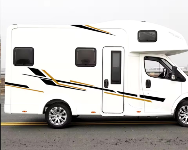 6 Stuks Camper Strepen Stickerset – Vinyl Decals voor Caravan, Van & RV