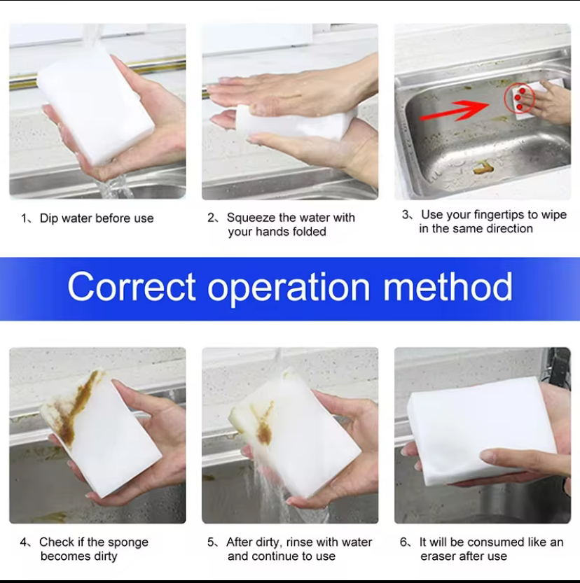 4 Stuks Melamine Magische Spons – Krachtige Schoonmaak met Alleen Water - Afbeelding 2