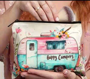 Happy Camper Custom Cadeau Make-Up Tas Gepersonaliseerde Afstudeergeschenken