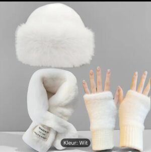 3-delige dames winteraccessoire-set – Handschoenen, sjaal & muts met dikke fleecevoering – Warm & comfortabel voor koude weersomstandigheden