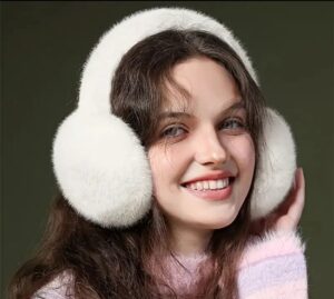 1-pack pluche fleece oorwarmers voor dames — zachte, rekbare winter-oorwarmers wit, anime-stijl