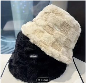 2-Pack Cozy Dames Winter Bont Bucket Hoeden – Beige & Zwart – Lichtgewicht & Warm