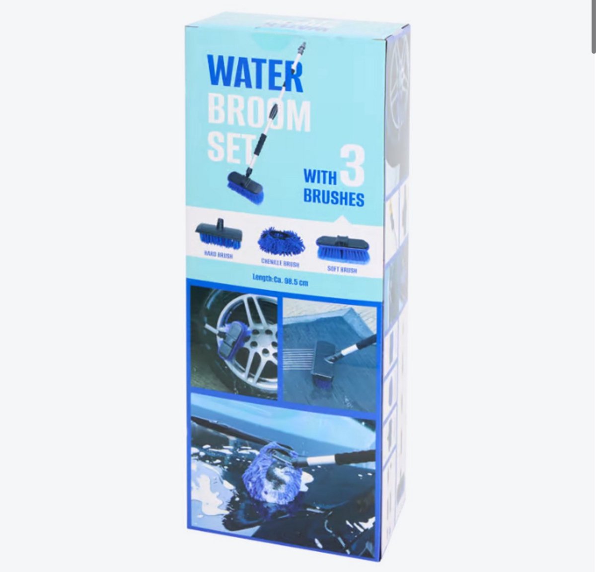 Auto was borsstel set | Waterborstel set | Auto wassen | Wateraansluiting | Zachte borstel, Harde borstel en Chenille dweil