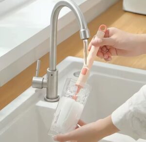 Siliconen flessenborstel – 360° rotatie – multifunctioneel – zachte kop – BPA-vrij – voor babyfles, beker & speen