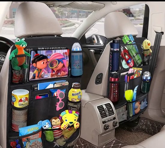 Premium Autostoel Organizer – Anti-Kick & Waterafstotend – 600D Polyester – Meerdere Vakken – Auto Achterbank Organizer voor Kinderen