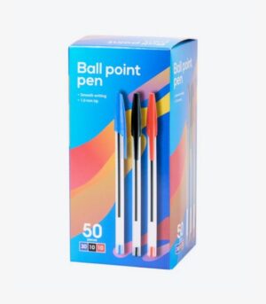 Ballpoint Pen Set – 50 Stuks – 30x Blauw, 10x Zwart, 10x Rood – Fijn Schrijvend – Wegwerp Balpennen